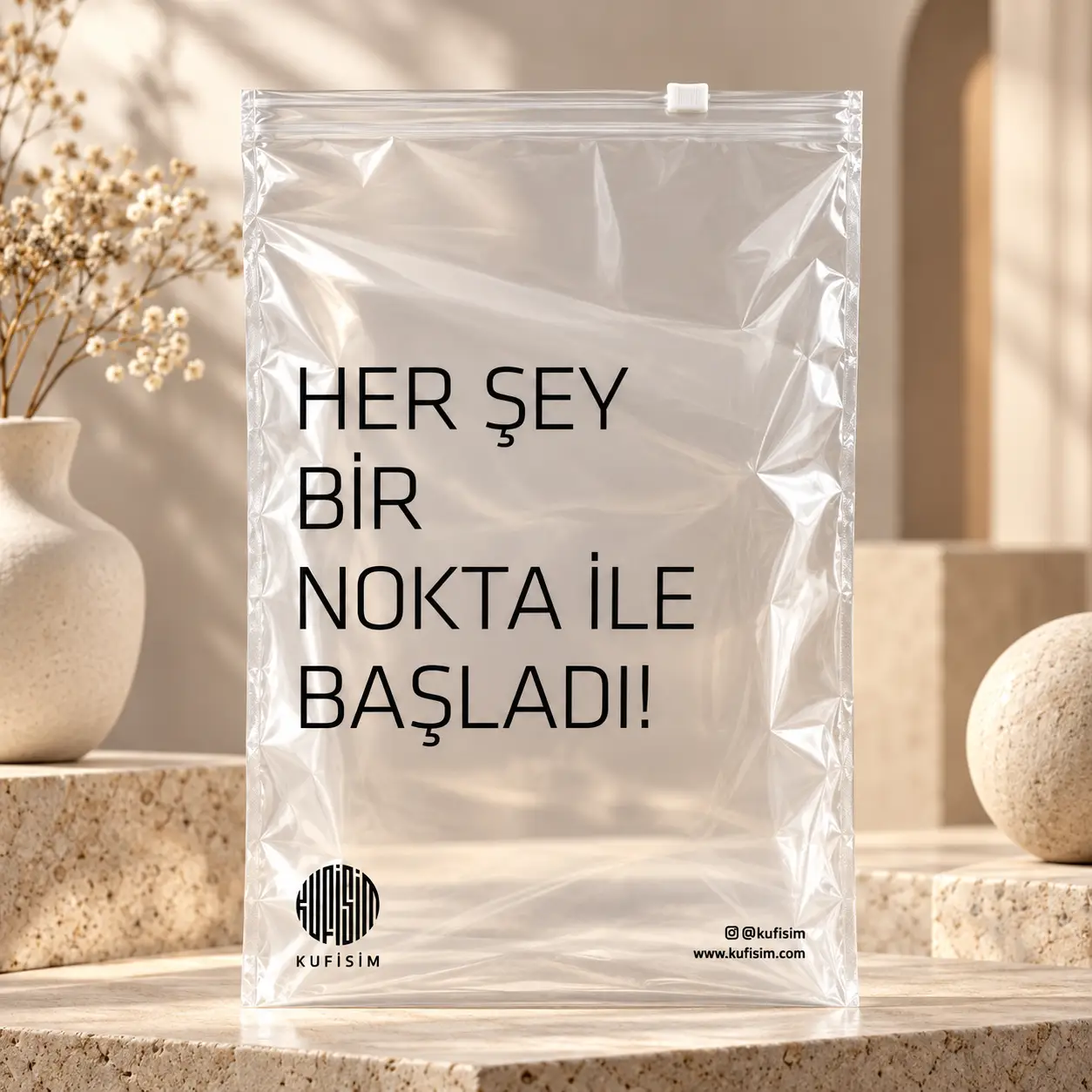 Şeffaf Zemin Üzerine Siyah Renk Baskılı 20x30 Fermuarlı Poşet